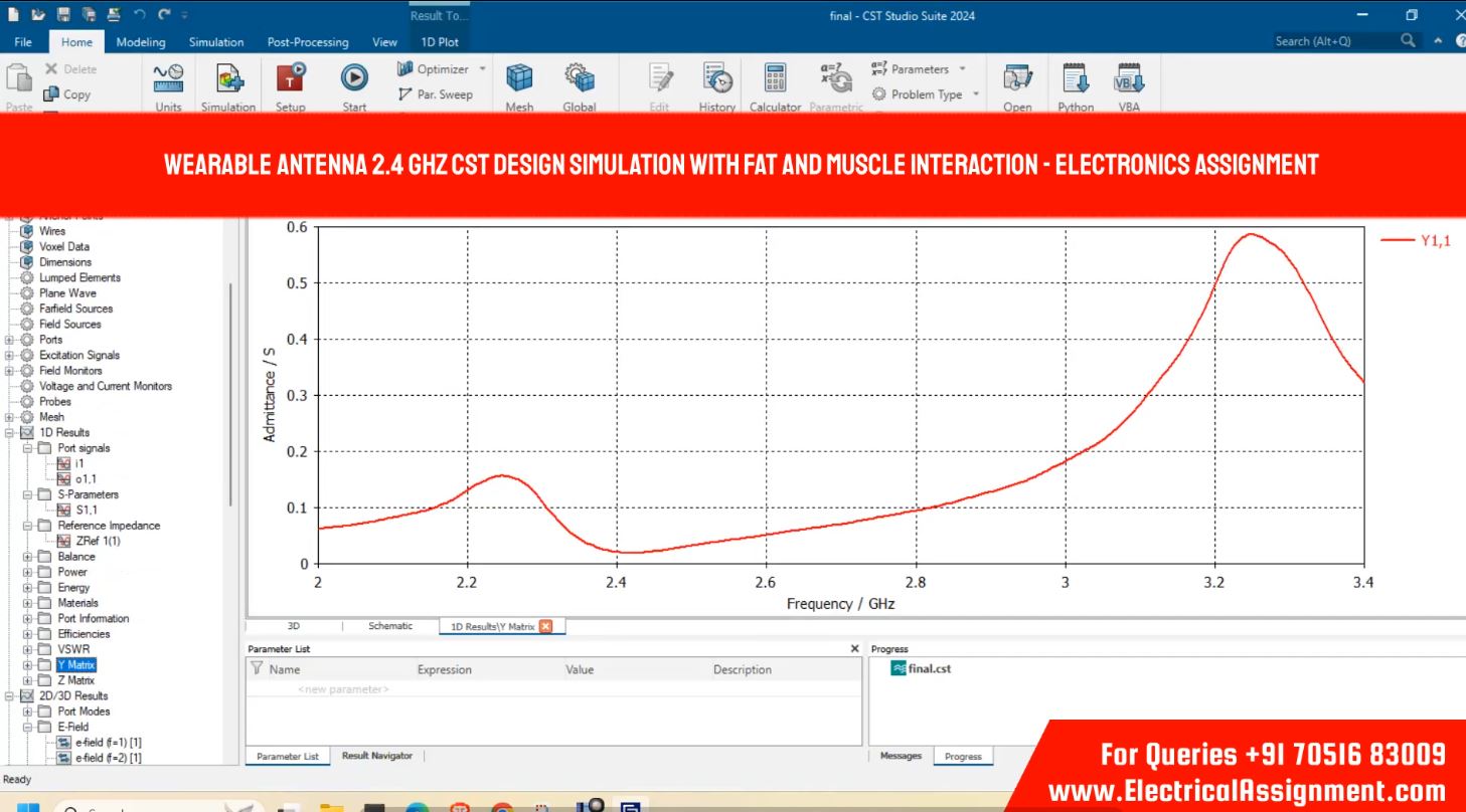 Wearable antenna 2.4 GHz CST design simulation with fat and muscle interaction - Electronics Assignment screenshot 5